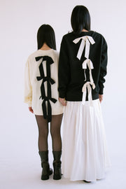 Pullover Sweatshirt with Bows in Cream