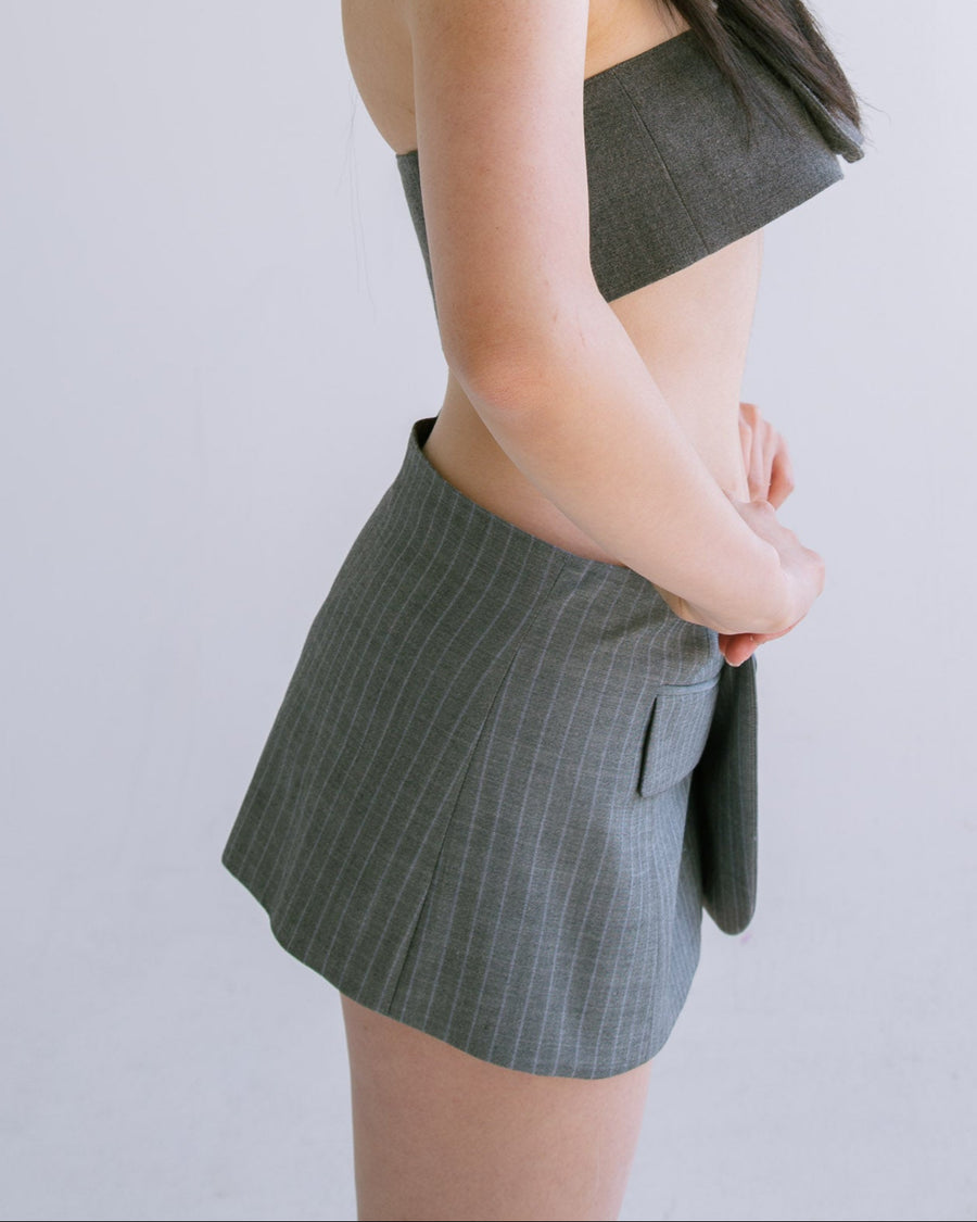 Blazer Belt Skirt in Gray