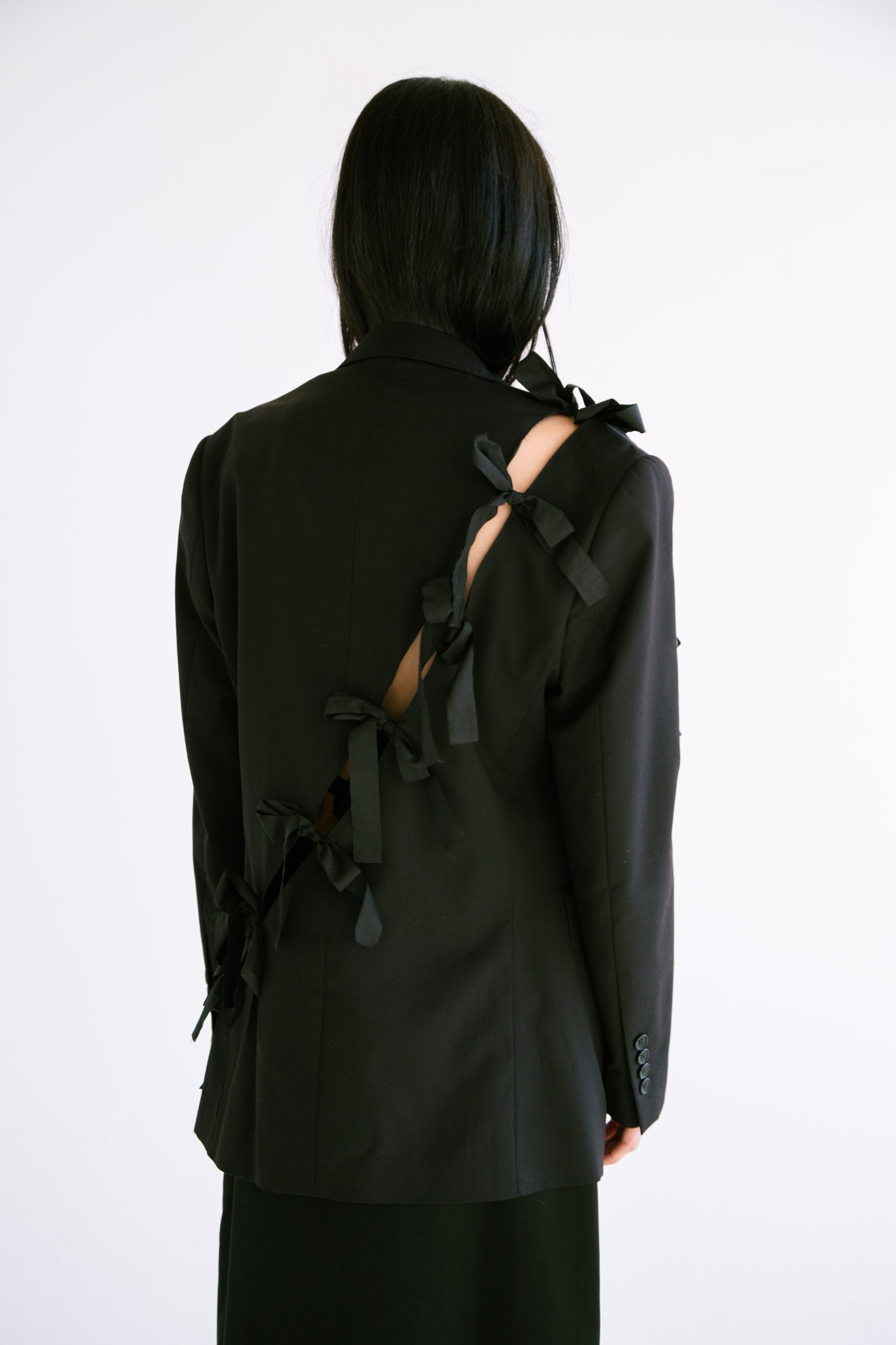 Diagonal Cut-Out Blazer in Black