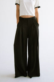 Pleated Wide Leg Pant in Black