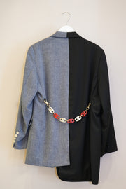 Half & Half Blazer with Chain