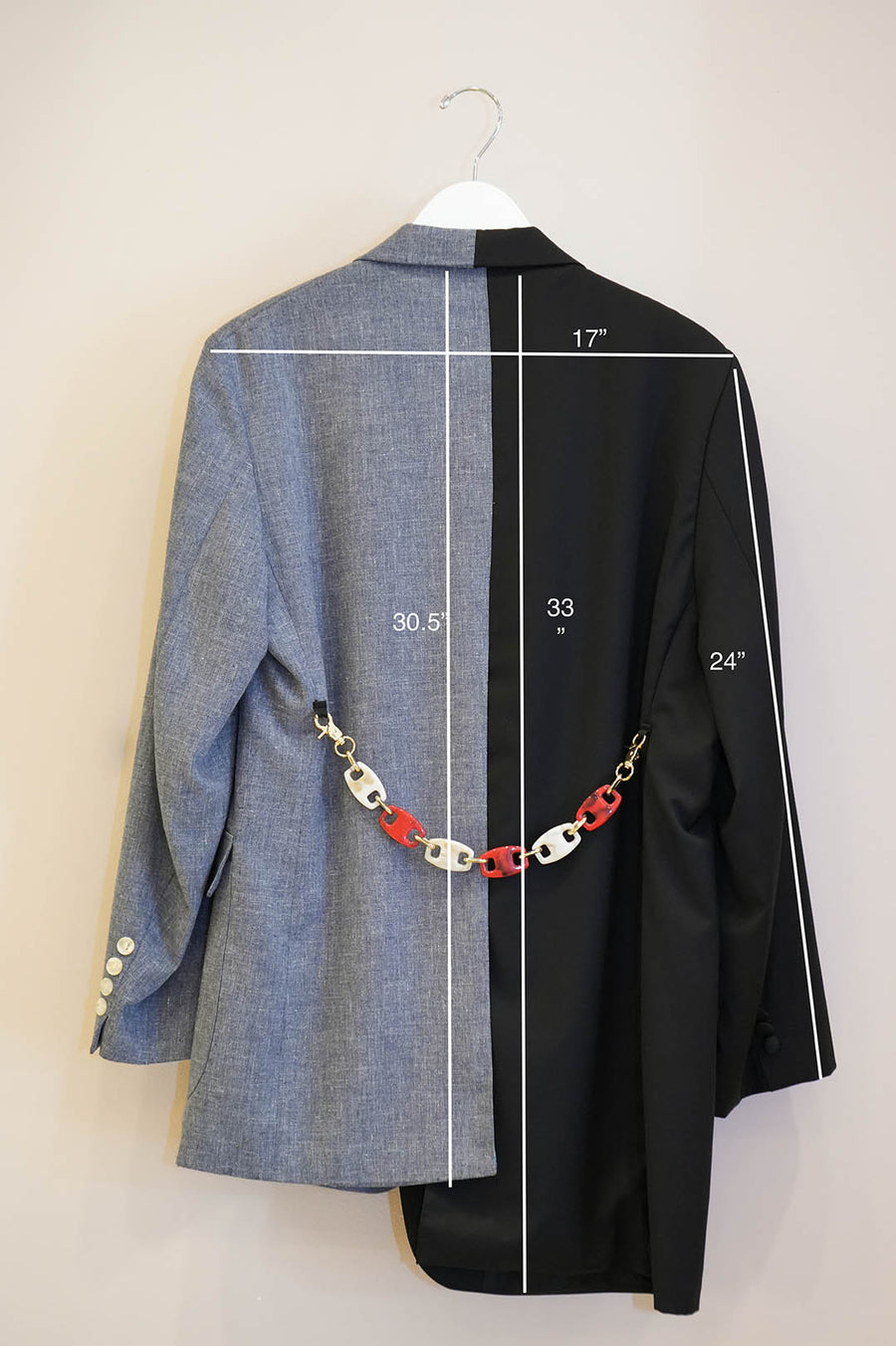 Half & Half Blazer with Chain