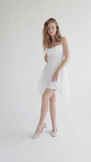 Pleated Flared Dress in White