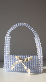 Beaded Baguette Bag in Blue