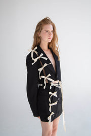 Shoulder Cut-Out Crop Blazer in Navy