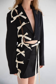 Cut-Out Blazer Skirt in Navy
