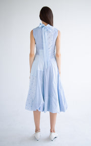 Bow Neck Bubble Dress in Blue