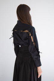 Long Sleeve Shirt with Bows in Black
