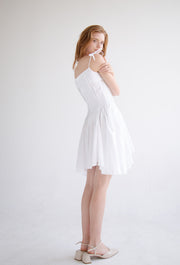 Pleated Flared Dress in White