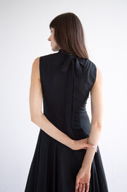Bow Neck Bubble Dress in Black