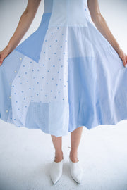 Bow Neck Bubble Dress in Blue