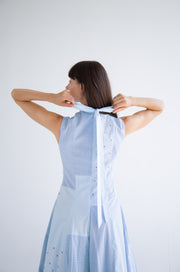 Bow Neck Bubble Dress in Blue