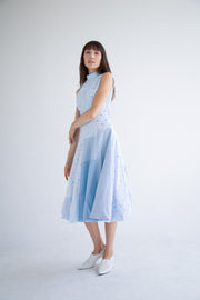 Bow Neck Bubble Dress in Blue