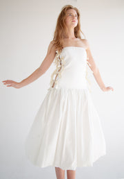 Side Bow Cut Out Dress in White